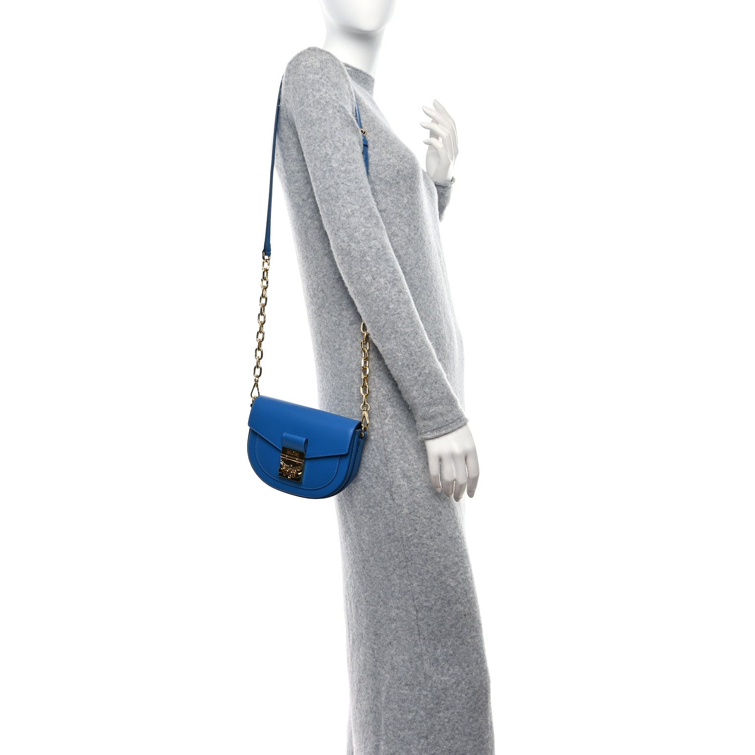 MCM Calfskin Mini Patricia Crossbody Bag Blue 2 of 8