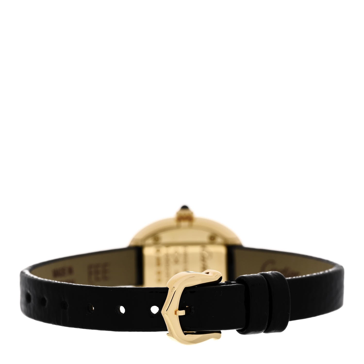 Cartier 18K Yellow Gold Calfskin 18mm Baignoire Quartz Watch 3 of 5
