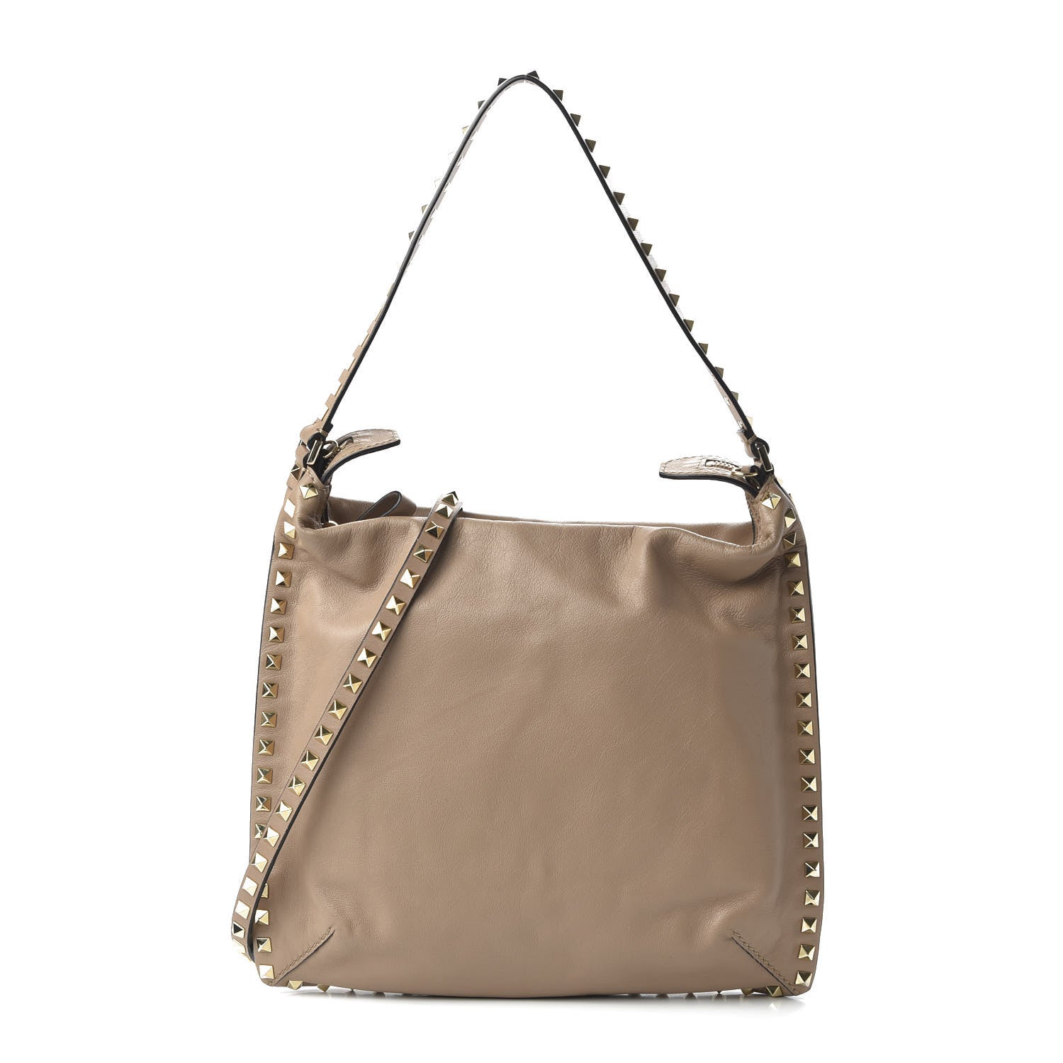 Valentino Garavani Vitello Rockstud Hobo Beige 1 of 9