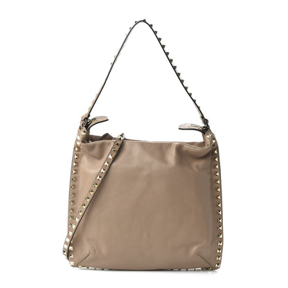 Valentino Garavani Vitello Rockstud Hobo Beige 1 of 9