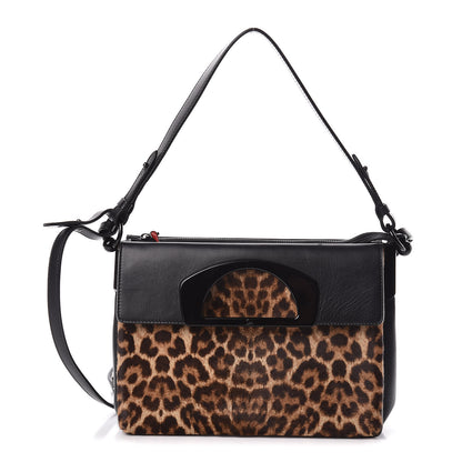 Christian Louboutin Calf Hair Leopard Print Passage Messenger Bag Black 1 of 10