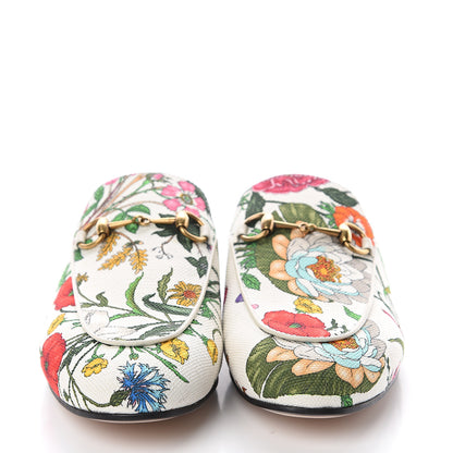 Gucci Canvas Flora Womens Princetown Slippers 38 White Multicolor 2 of 7