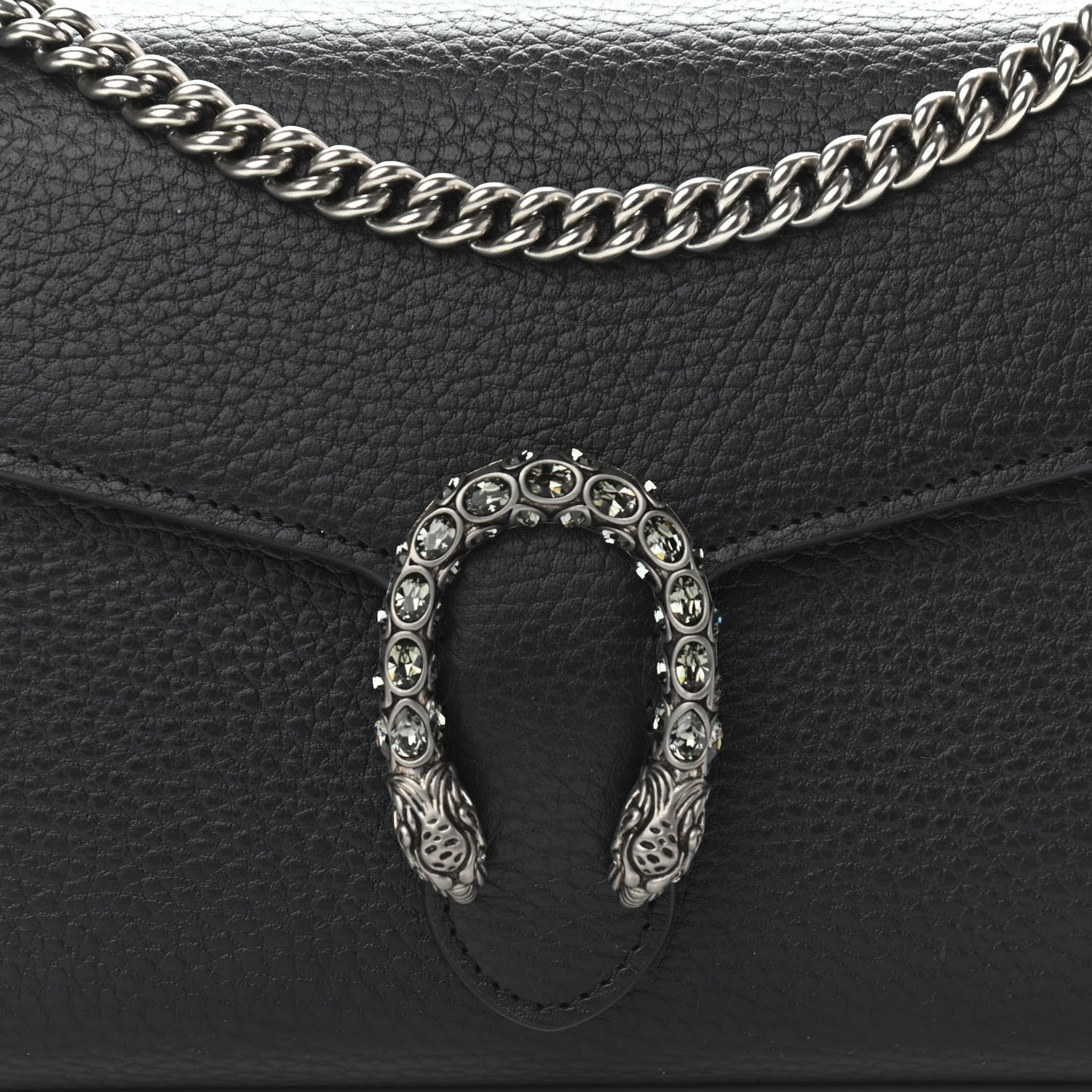 Gucci Calfskin Mini Dionysus Chain Wallet Black 7 of 10