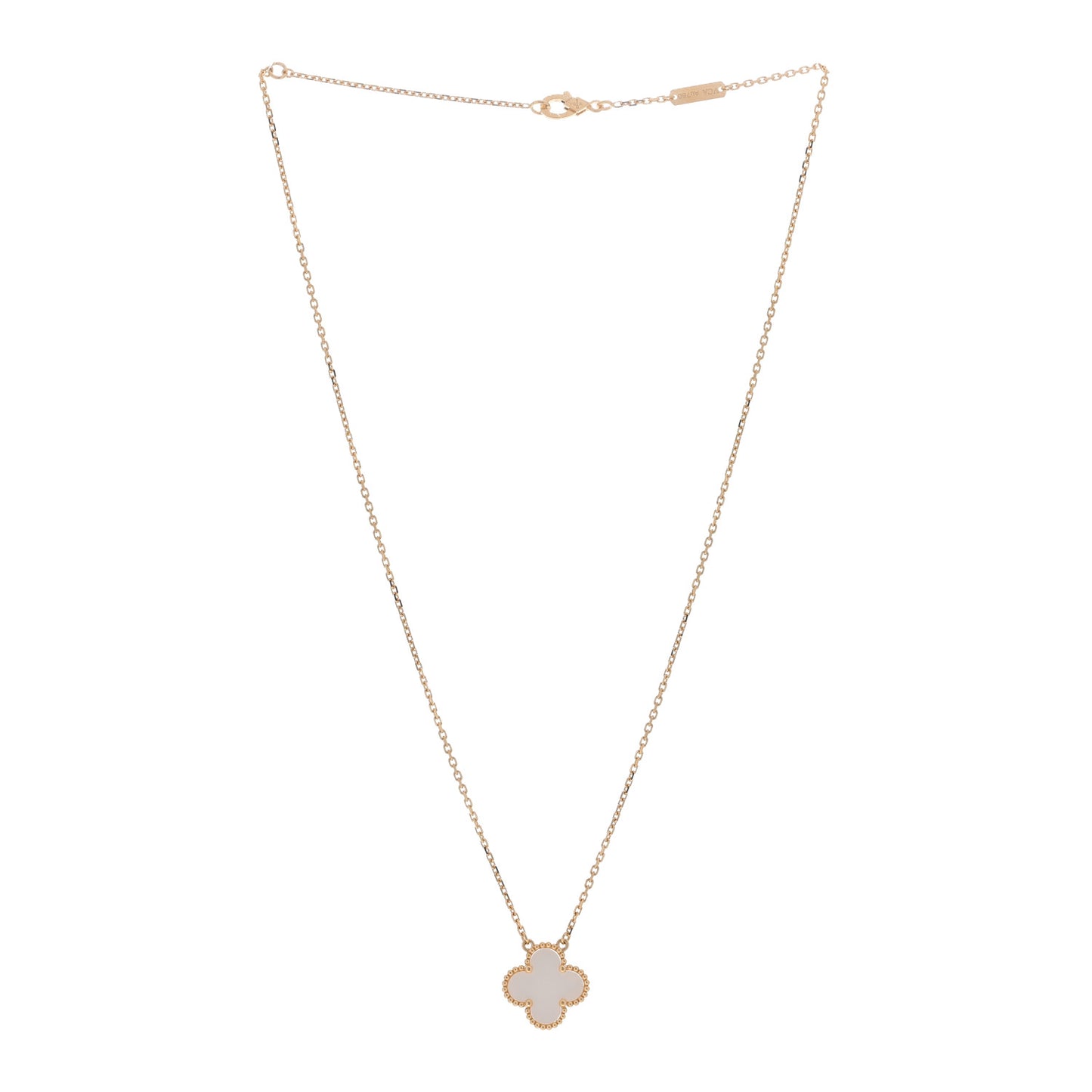 18K Yellow Gold Mother of Pearl Vintage Alhambra Pendant Necklace