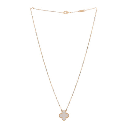 Van Cleef & Arpels 18K Yellow Gold Mother of Pearl Vintage Alhambra Pendant Necklace 2 of 3