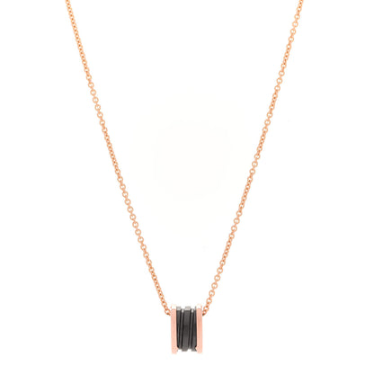 Bulgari 18K Rose Gold Black Ceramic B.Zero1 Pendant Necklace 1 of 8