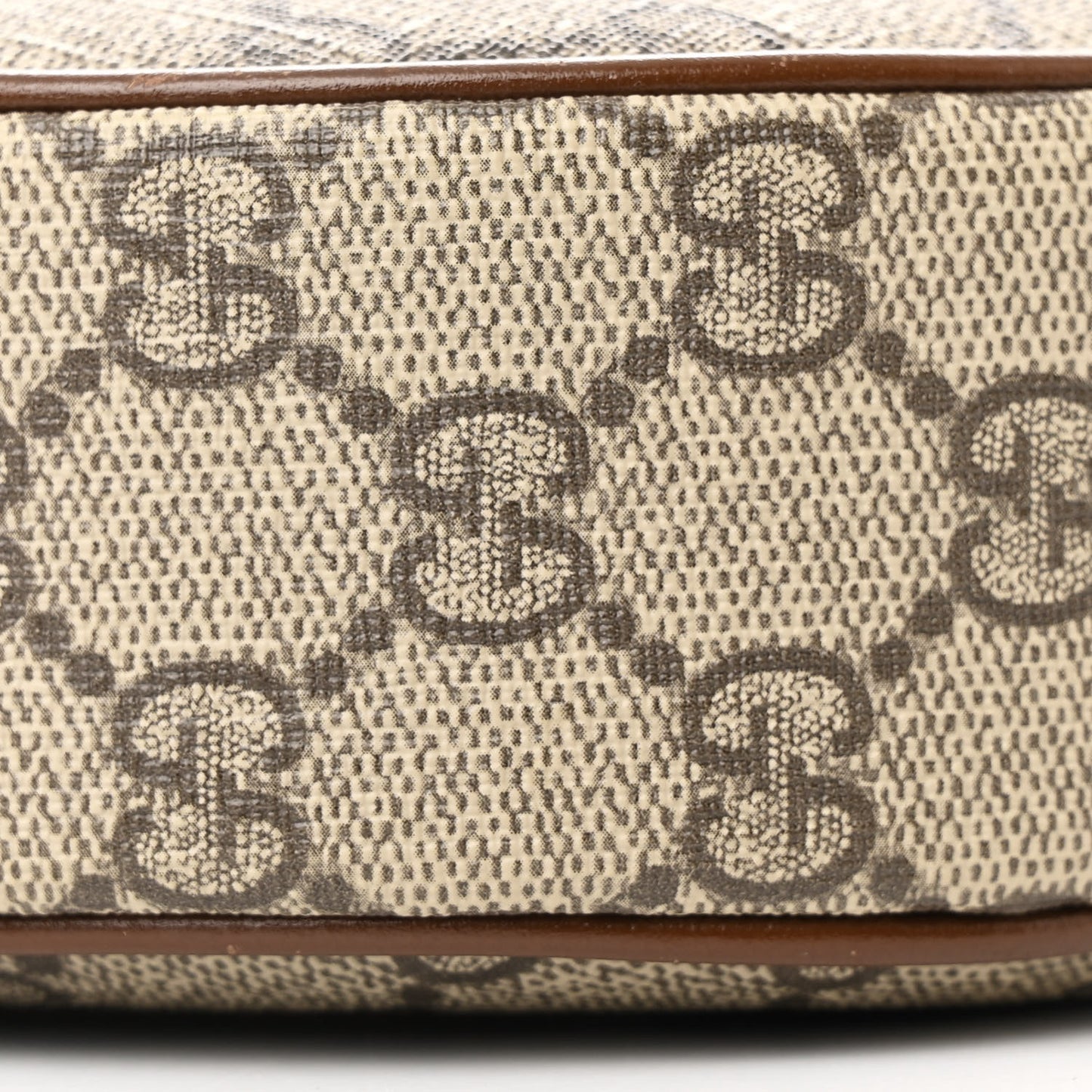 GG Supreme Monogram Azalea Calfskin Mini Retro Interlocking G Half Moon Bag Beige Ebony Brown Sugar