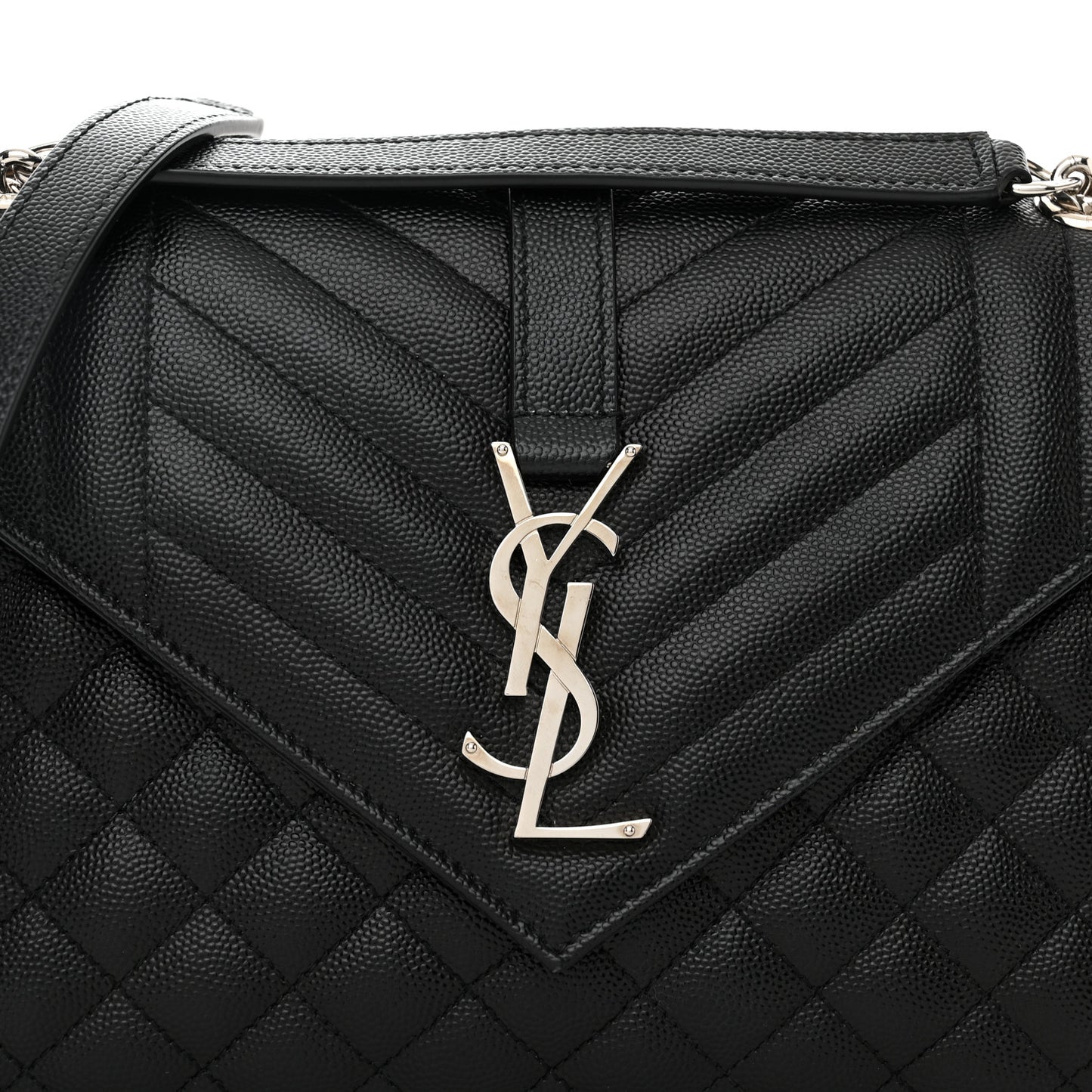 Grain De Poudre Textured Mixed Matelasse Triquilt Medium Monogram Satchel Black