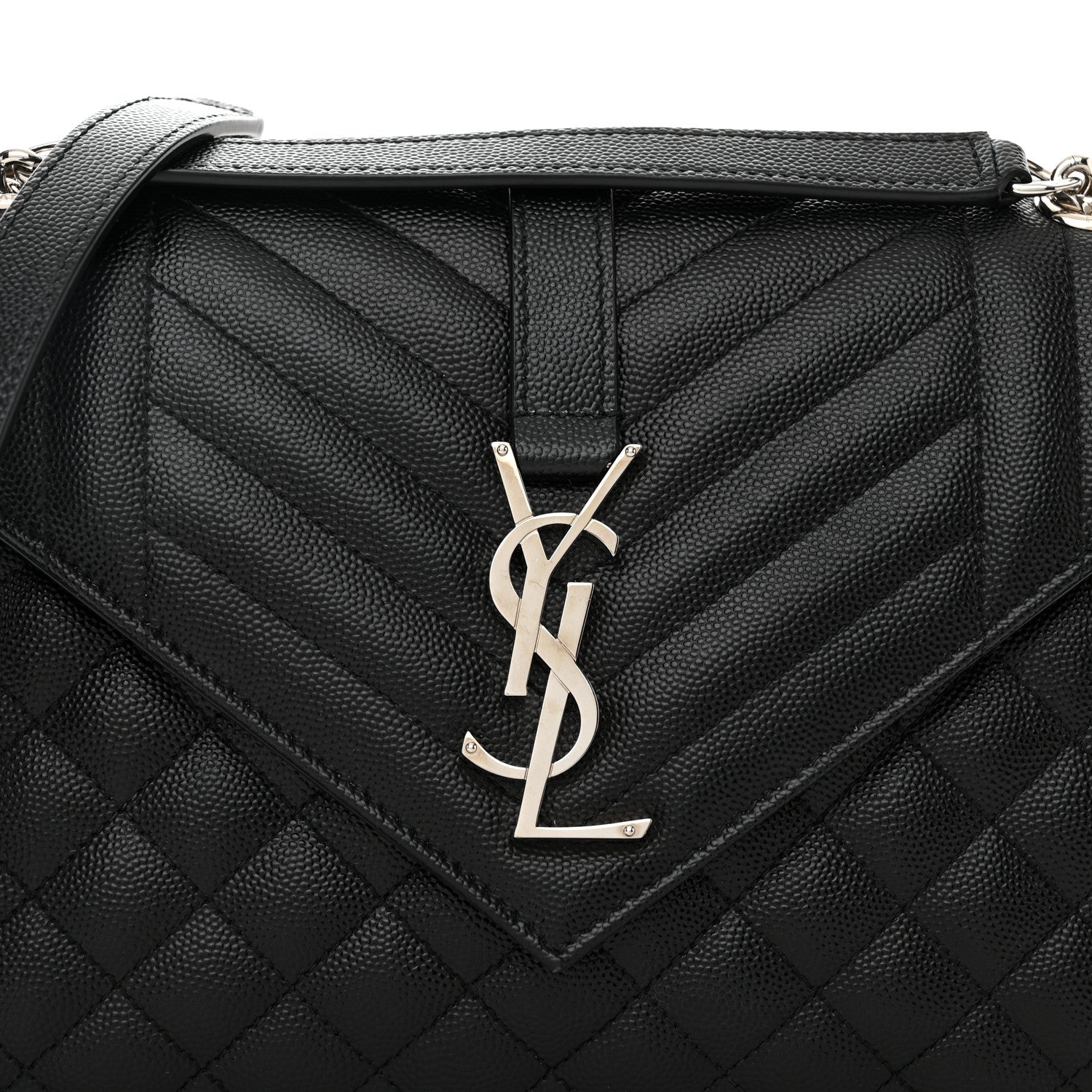 Saint Laurent Grain De Poudre Textured Mixed Matelasse Triquilt Medium Monogram Satchel Black 7 of 10