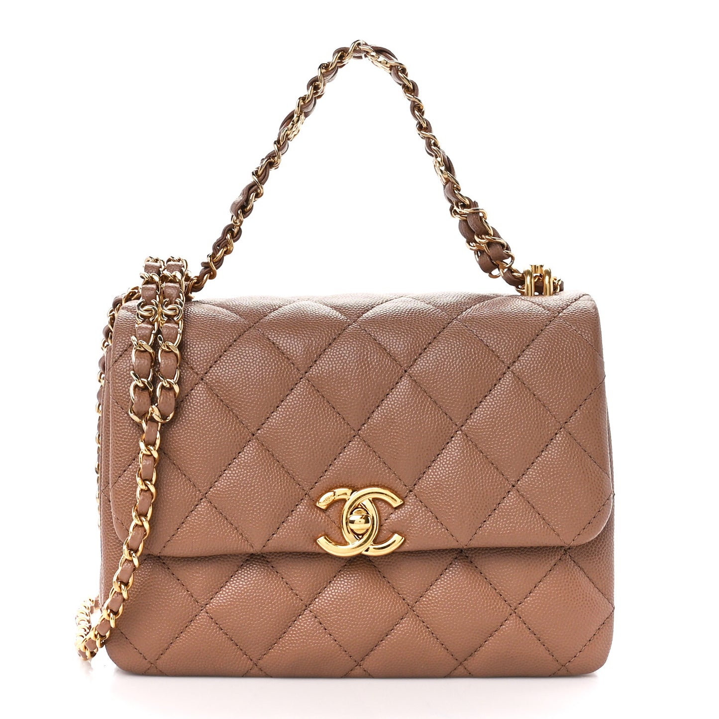 Caviar Quilted Coco First Flap Beige