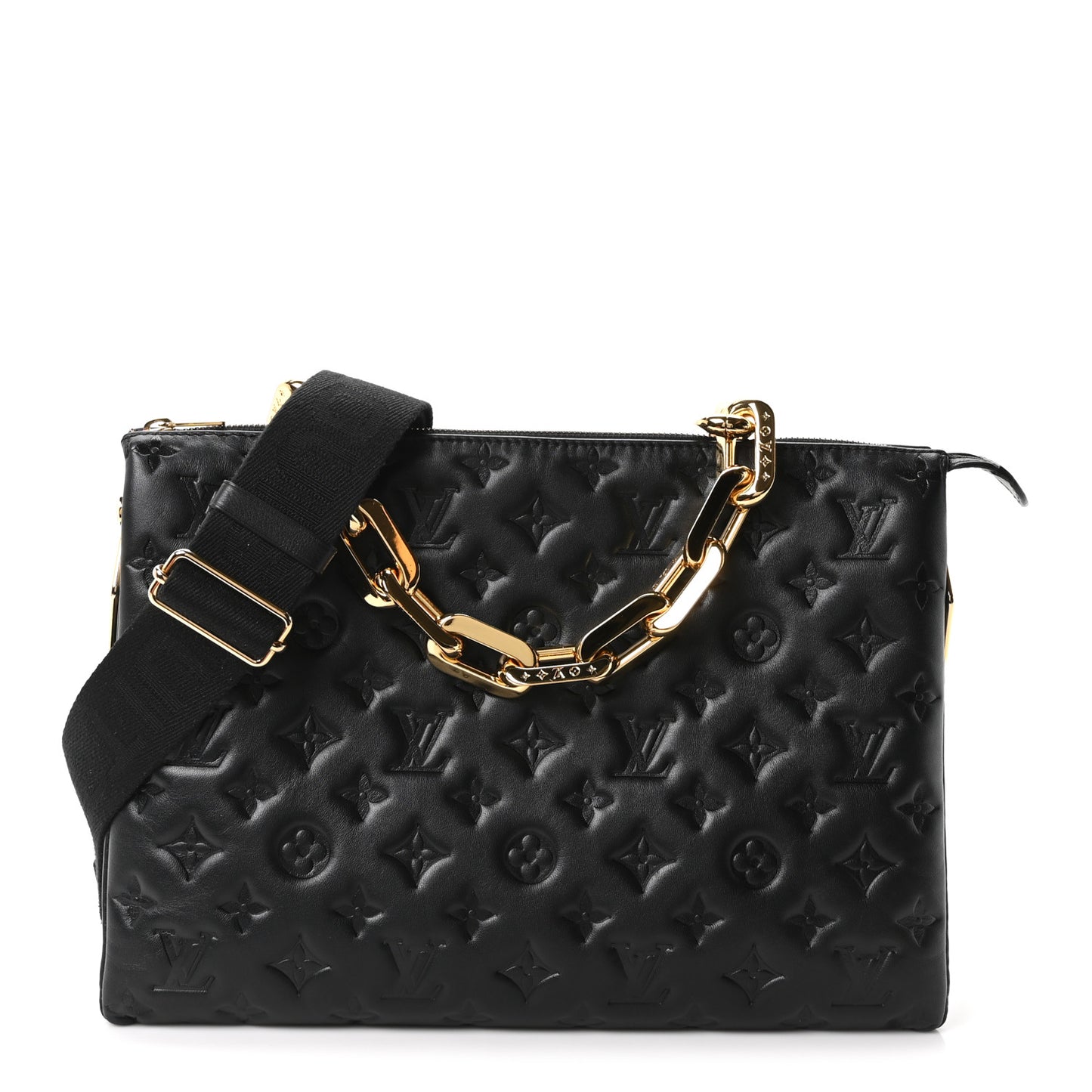 Lambskin Embossed Monogram Coussin MM Black Black