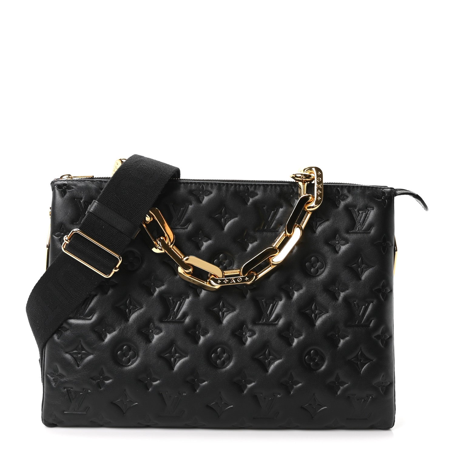 Louis Vuitton Lambskin Embossed Monogram Coussin MM Black Black 1 of 10