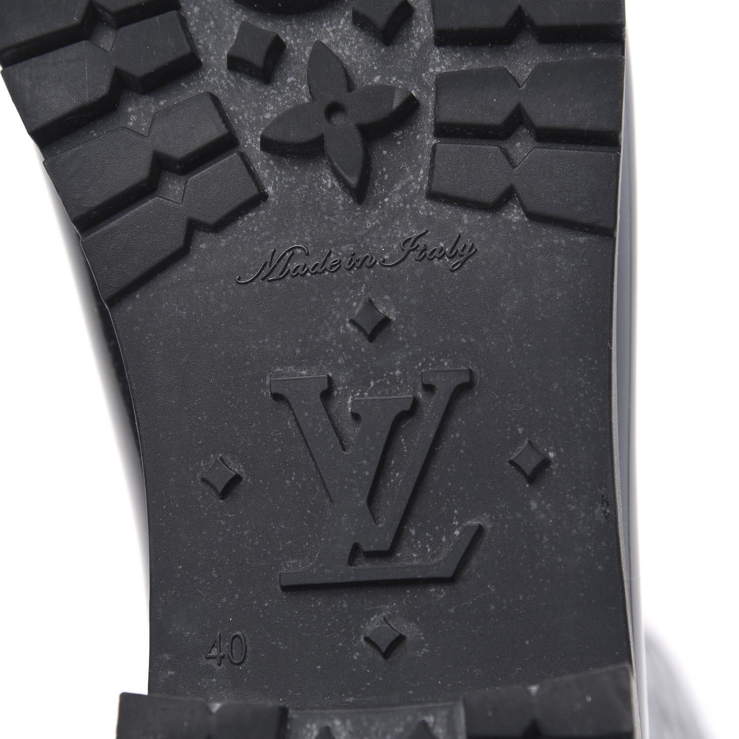 Rubber Embossed Monogram Splash Rain Boots 40 Black