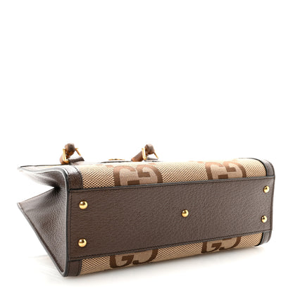 Gucci Monogram Jumbo GG Textured Dollar Calfskin Small Diana Tote Bag Camel Ebony New Acero 4 of 9