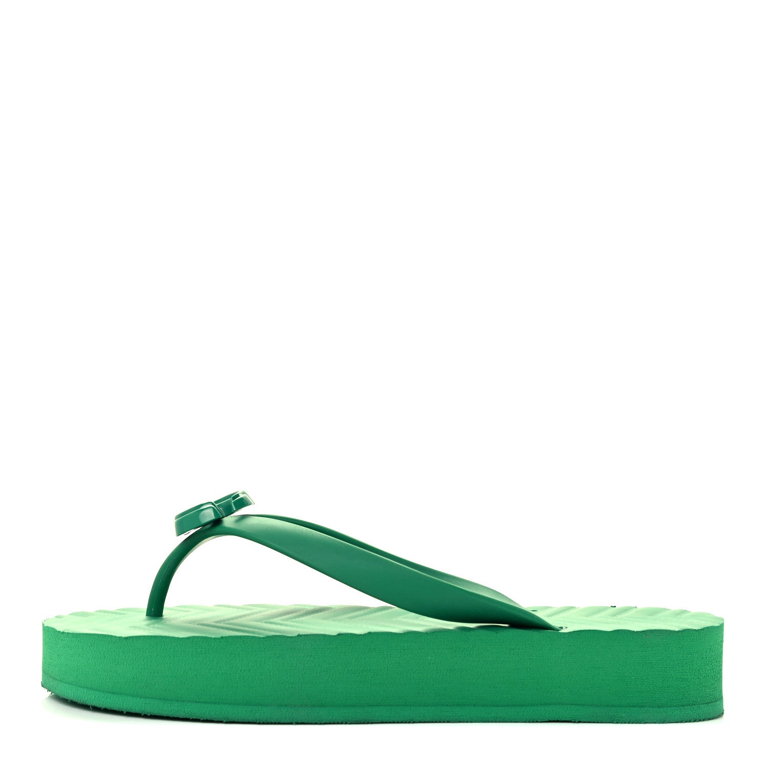Gucci Rubber Chevron Womens GG Thong Sandals 37 New Shamarock 1 of 10