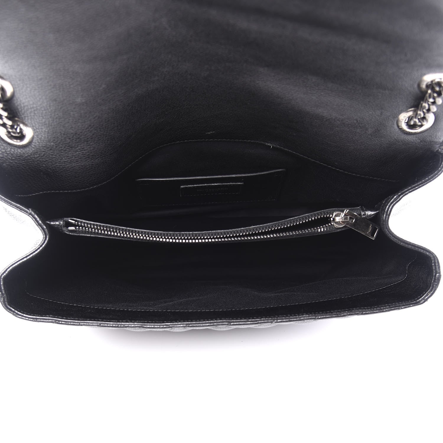 Saint Laurent Calfskin Mixed Matelasse Triquilt Large Monogram Envelope Satchel Black White 4 of 12