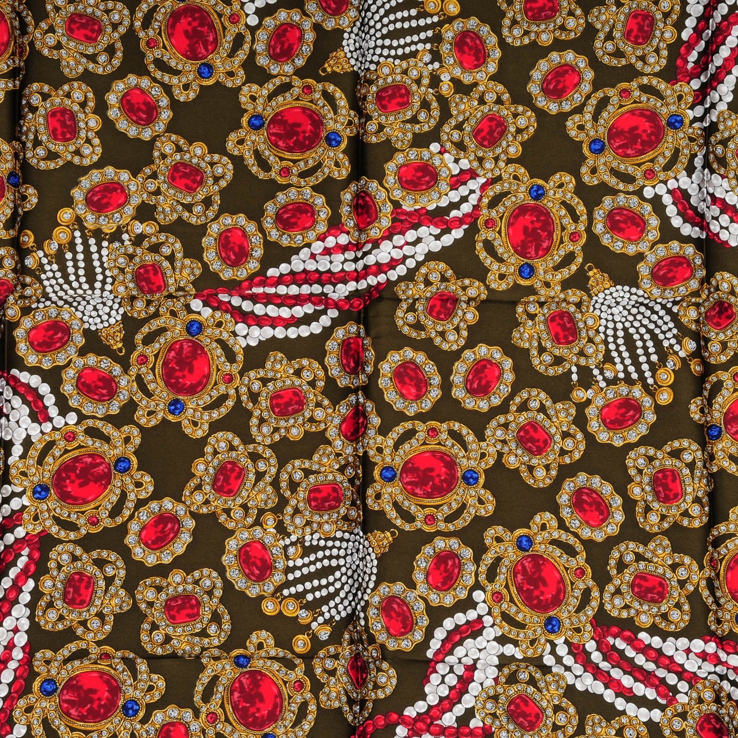 Silk Jewels Printed Square Scarf Red