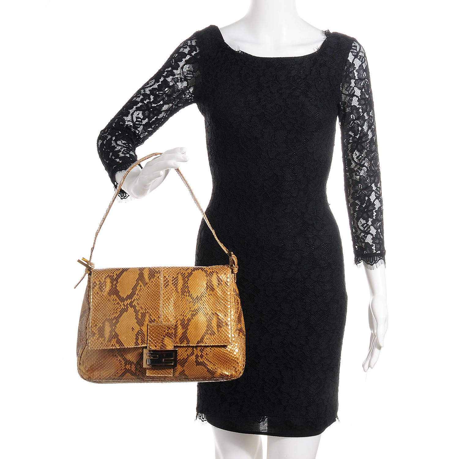 Fendi Vintage Python Mama Baguette Brown 2 of 16