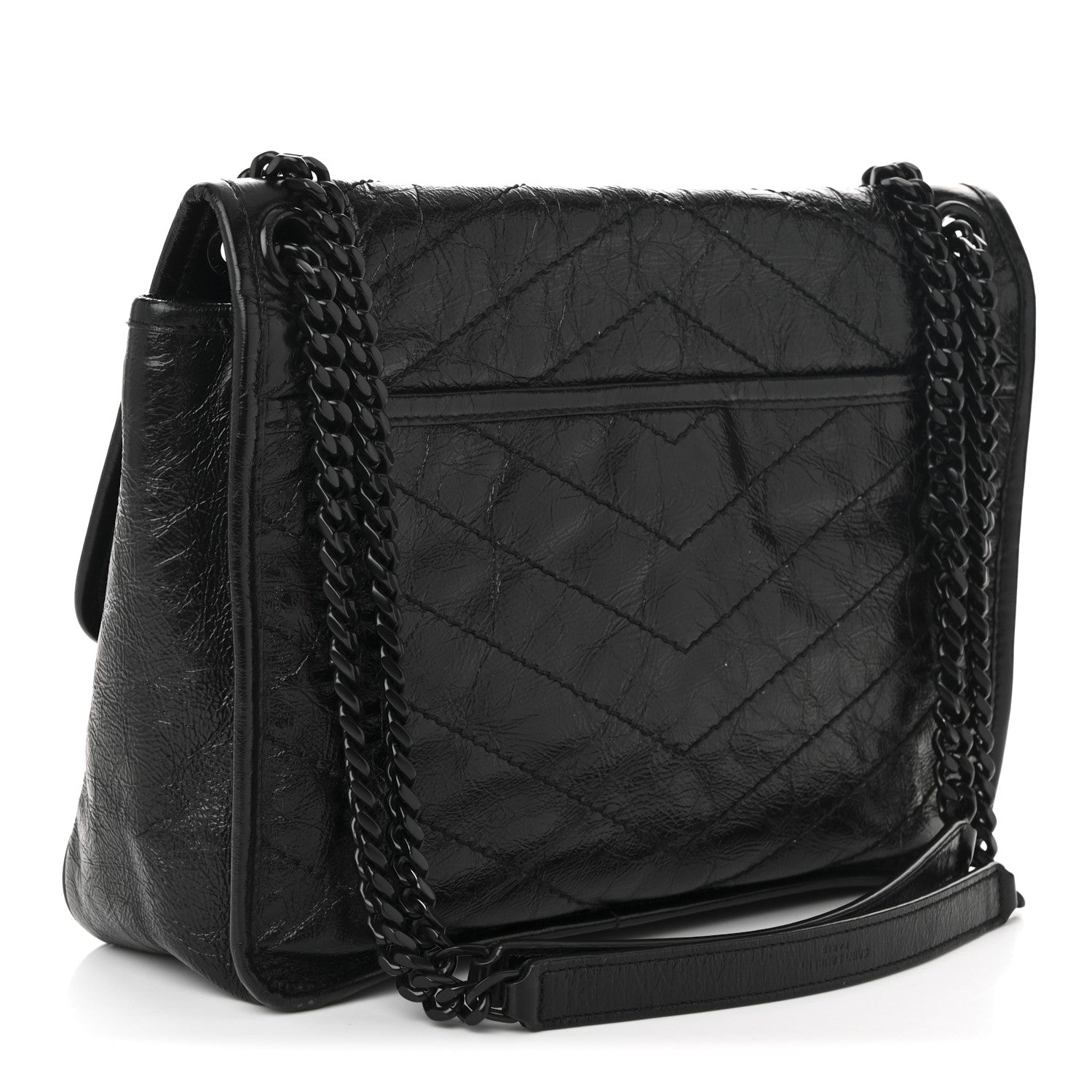 Saint Laurent Crinkled Calfskin Matelasse Monogram Medium Niki Chain Satchel Black 4 of 19