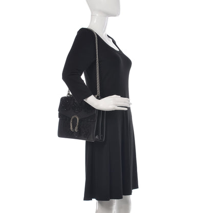 Gucci Calfskin Embroidered Medium Dionysus Shoulder Bag Black 2 of 12