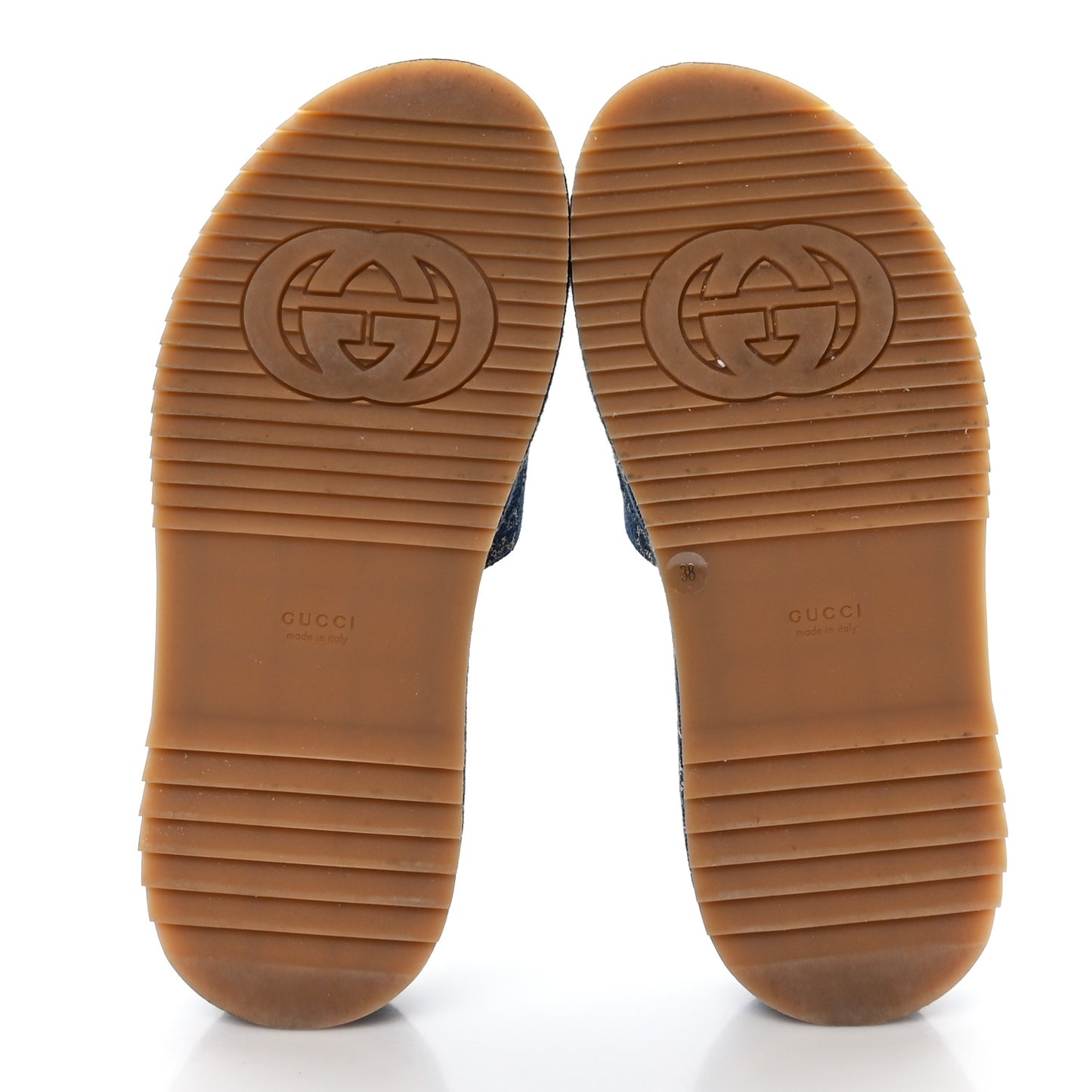 New Denim GG Monogram Angelina Platform 55mm Slide Sandals 38 Blue Tea