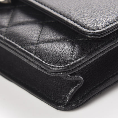 Chanel Lambskin Quilted CC Box Wallet On Chain WOC Black 5 of 11
