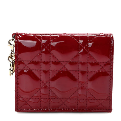 Christian Dior Patent Cannage Mini Lady Dior Wallet Cherry Red 1 of 9