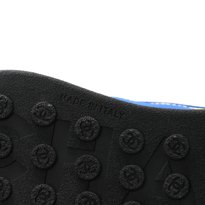 Chanel Calfskin Mesh Lycra Womens Logo Sneakers 37.5 Royal Blue 7 of 9