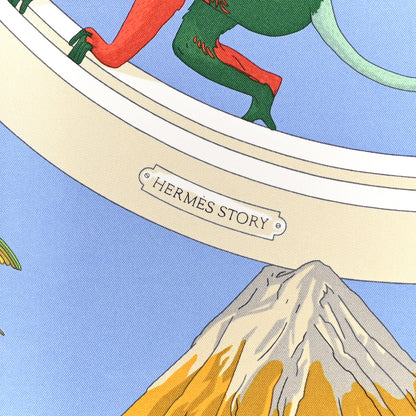 Hermes Silk Story Scarf 90 Bleu Lavande Vert 2 of 4