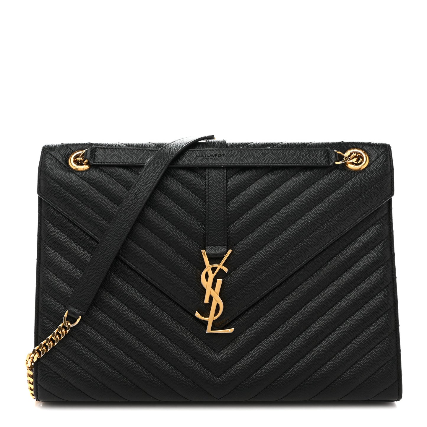 Grain De Poudre Matelasse Chevron Large Monogram Satchel Black