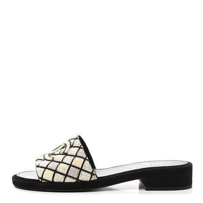 Chanel Pearl Embroidery CC Mules 41 Black White 1 of 10