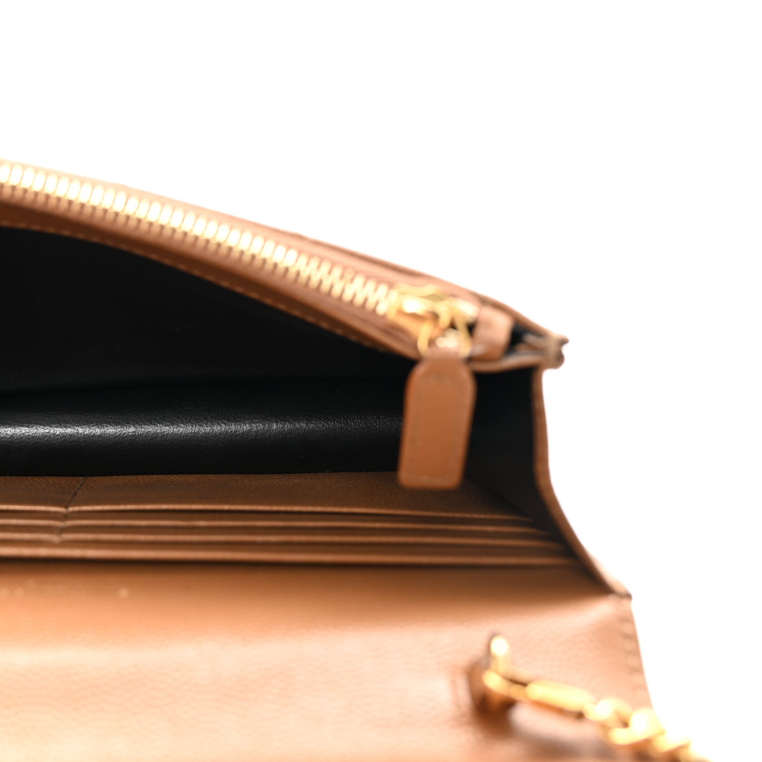 Saint Laurent Grain De Poudre Matelasse Chevron Monogram Envelope Chain Wallet Natural Dark 5 of 9