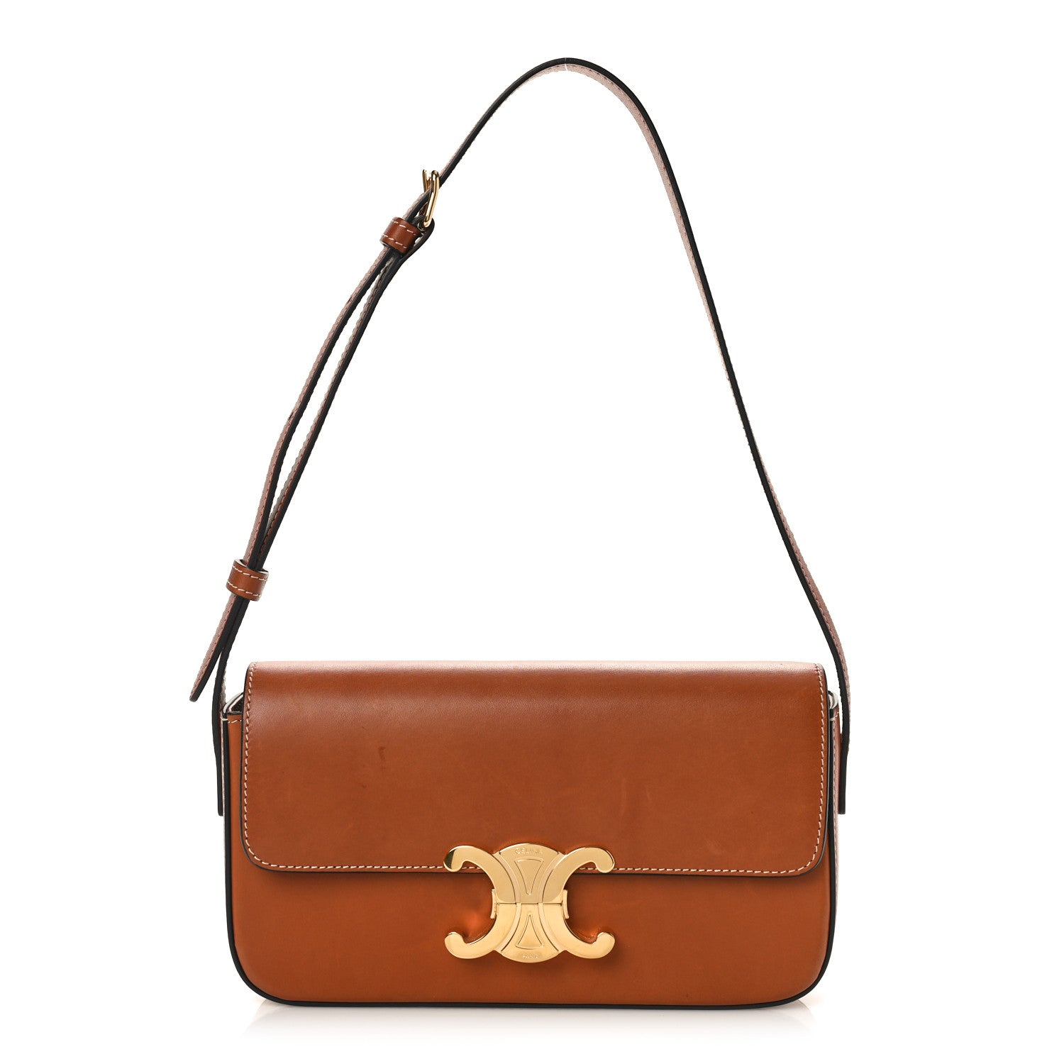 Celine Natural Calfskin Triomphe Shoulder Bag Tan 1 of 9