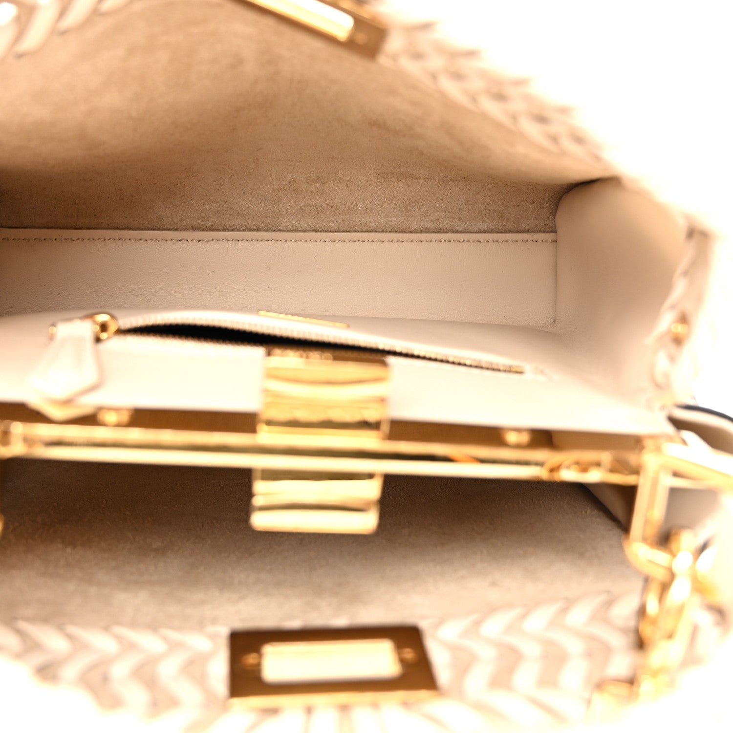 Fendi Nappa Interlace Mini Peekaboo Iconic Satchel Camelia 5 of 11