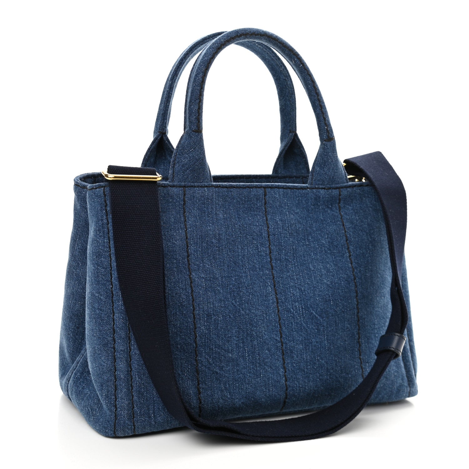 Prada Denim Small Logo Tote Bleu 3 of 10