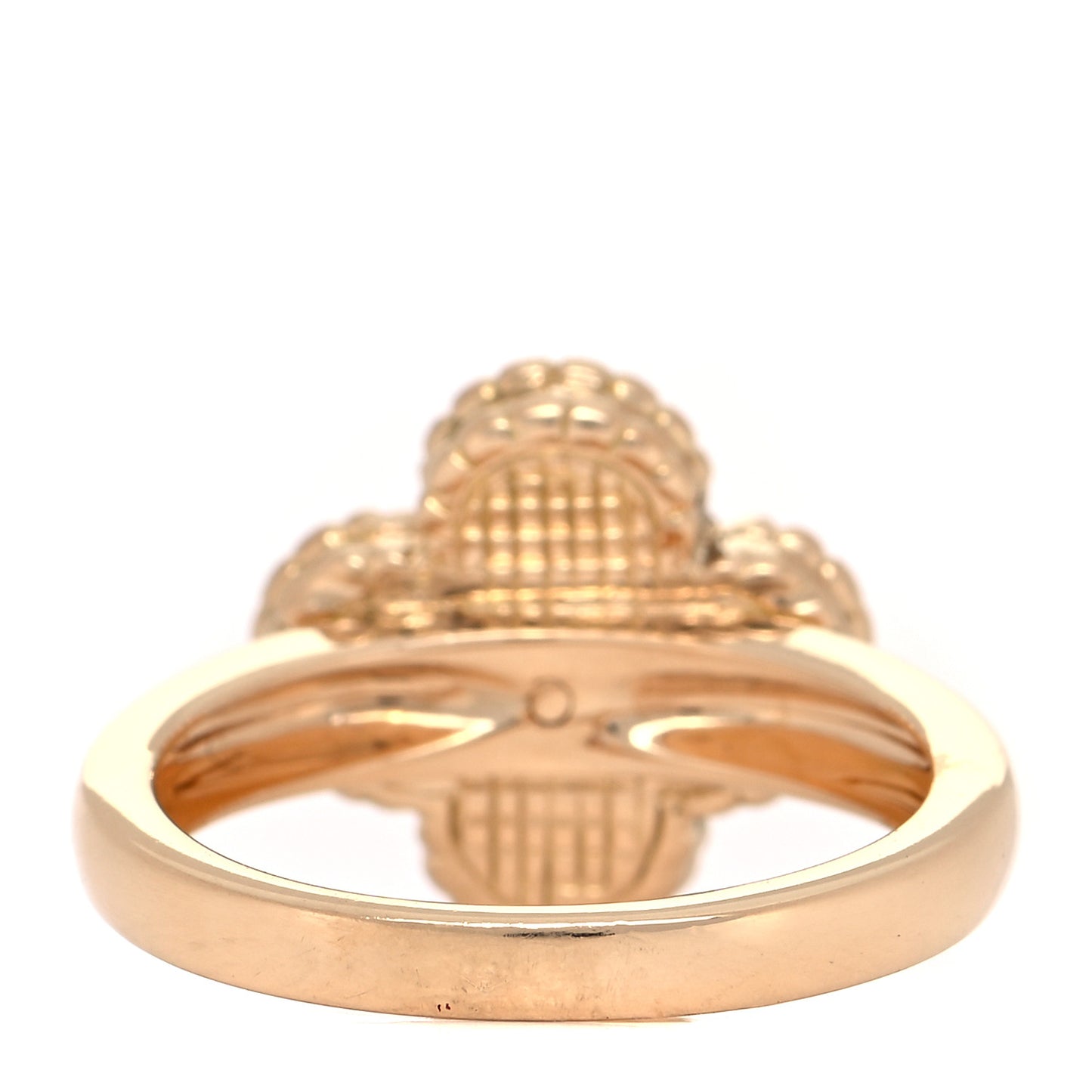 18K Yellow Gold Diamond Mother of Pearl Vintage Alhambra Ring 55 7.25