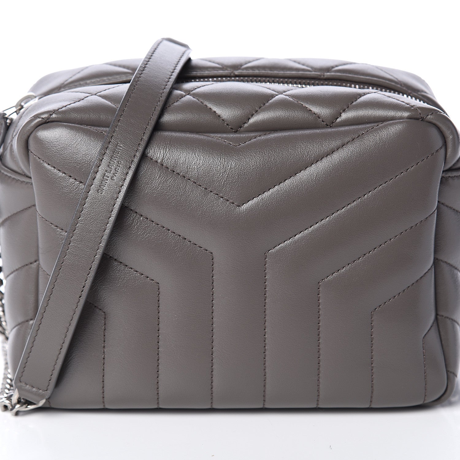 Saint Laurent Calfskin Y Quilted Monogram Small Loulou Bowling Bag Earth 6 of 8