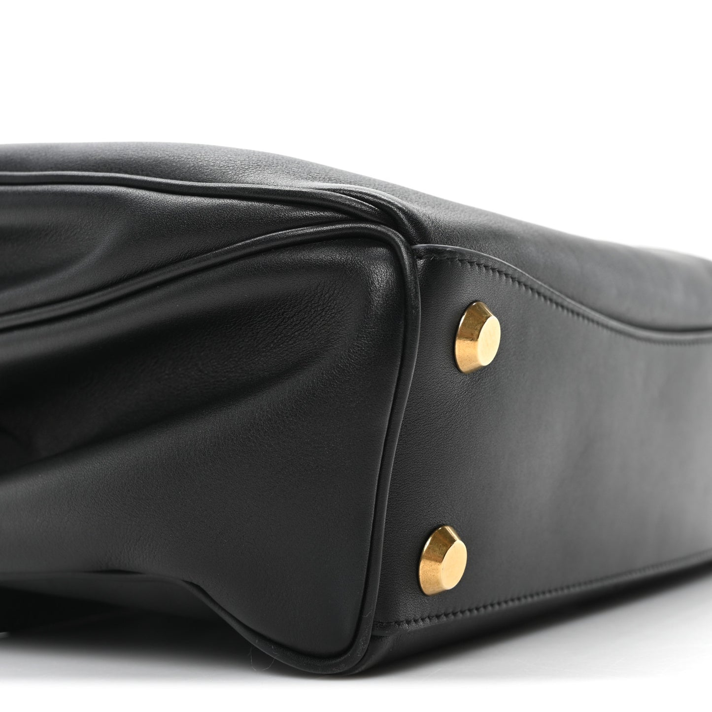 Natural Smooth Calfskin Small Rodeo Top Handle Handbag Black