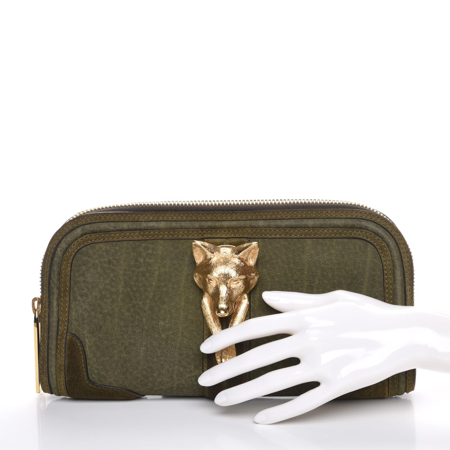 Prorsum Grainy Nubuck Alma Fox Clutch Olive