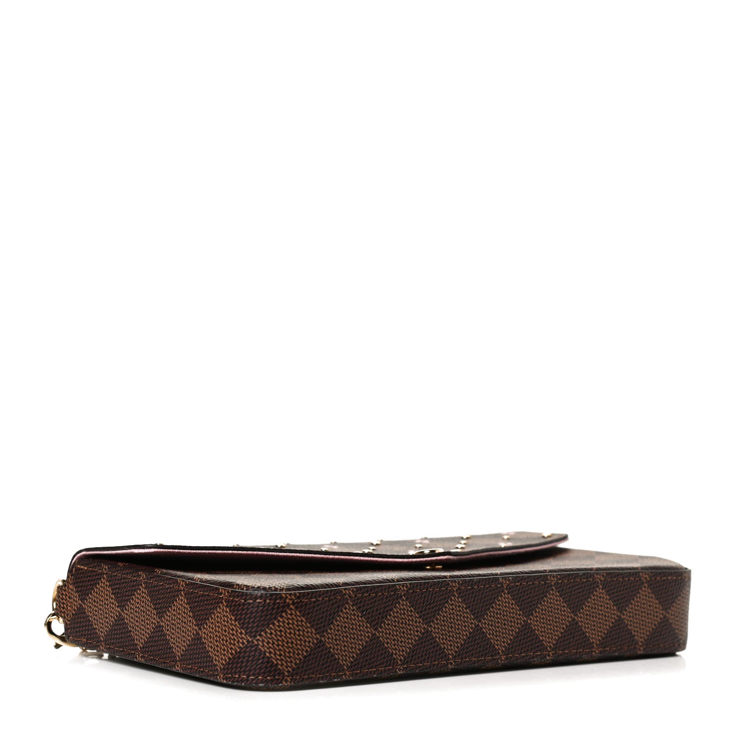Louis Vuitton Damier Ebene Studded Pochette Felicie Chain Wallet 5 of 11