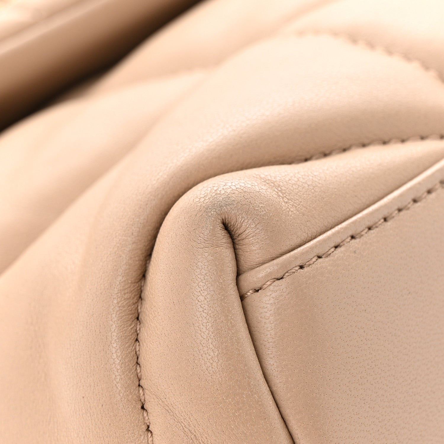 Saint Laurent Lambskin Quilted Toy Loulou Puffer Monogram Chain Satchel Dark Beige 9 of 19