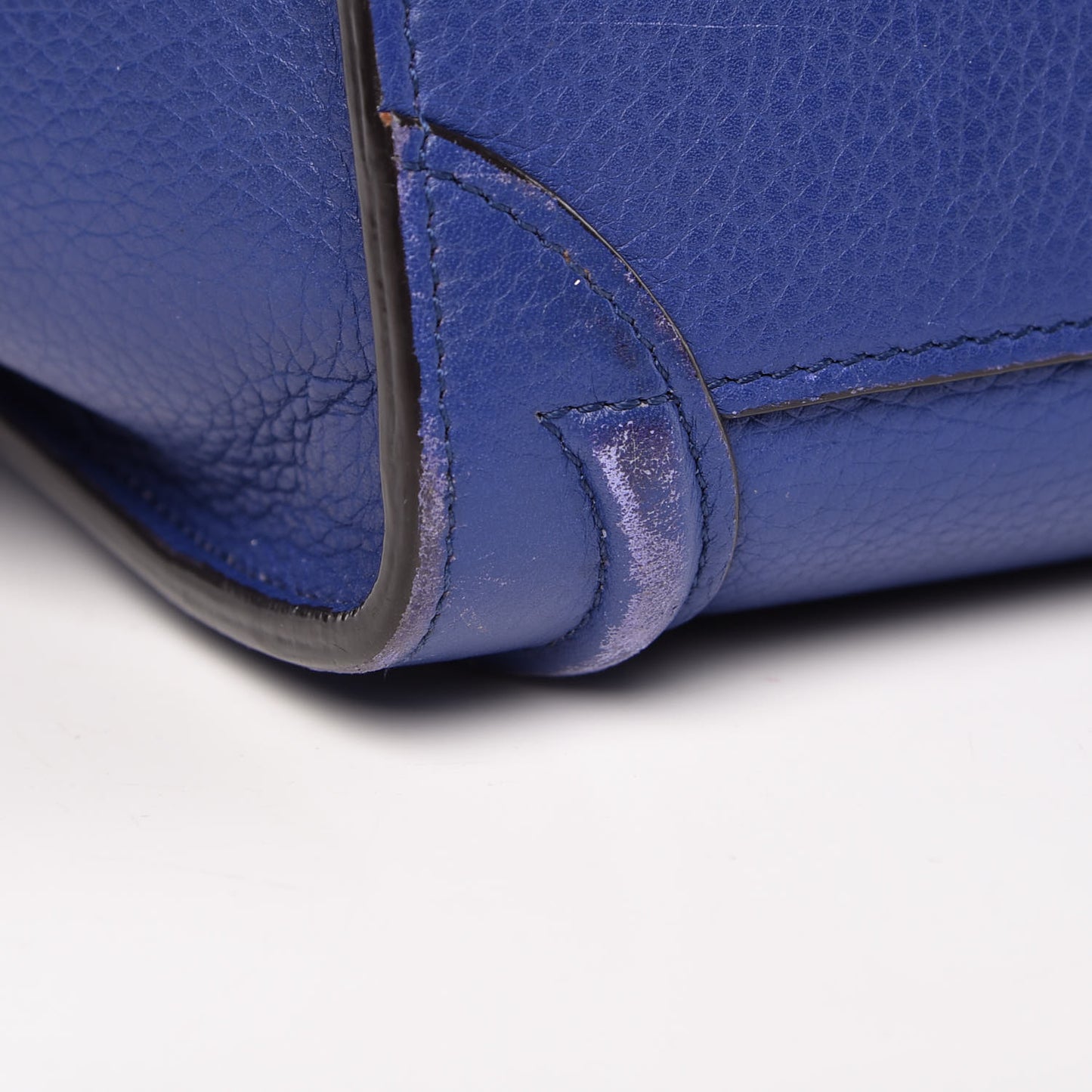 Drummed Calfskin Nano Luggage Indigo
