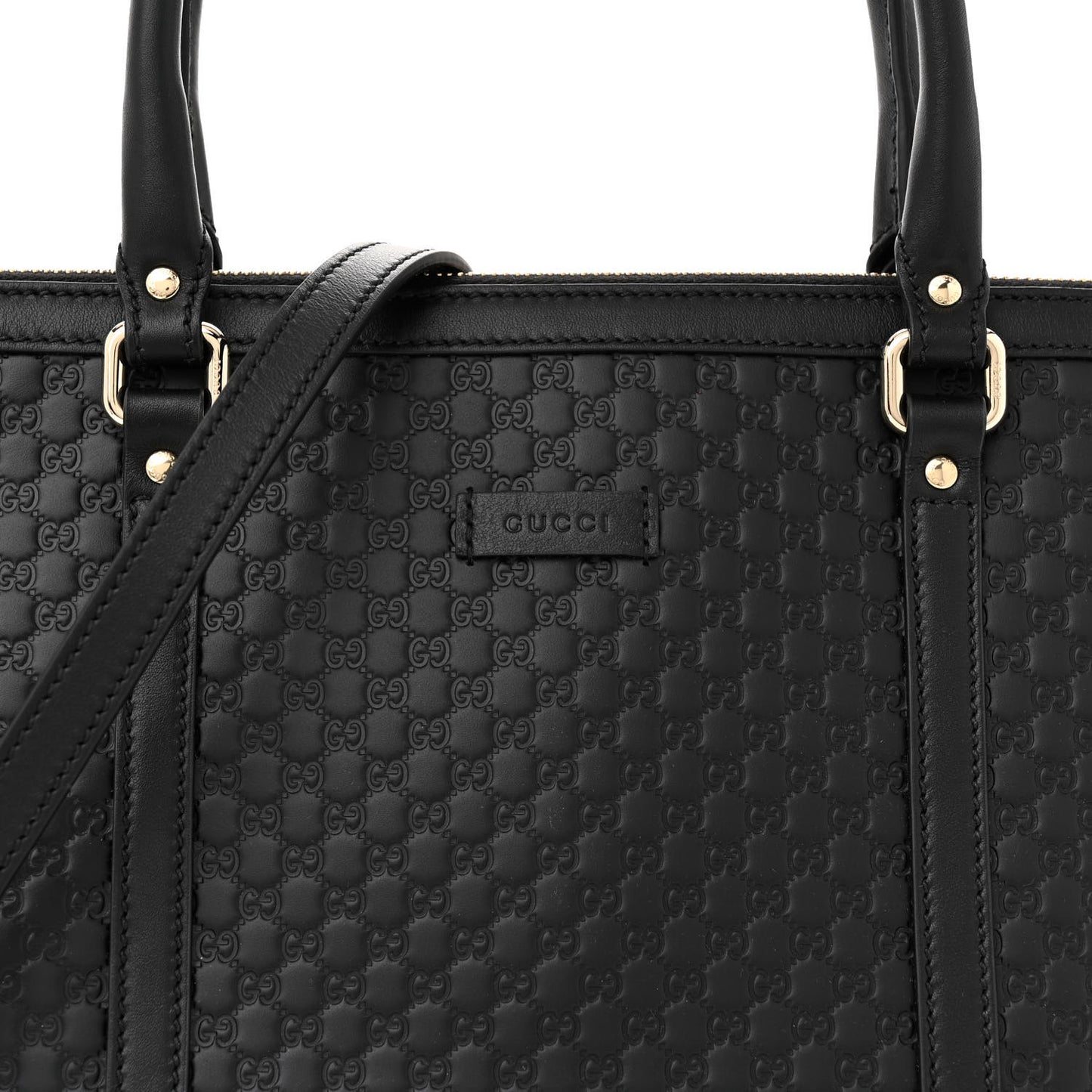 Soft Microguccissima Small Zippered Satchel Black