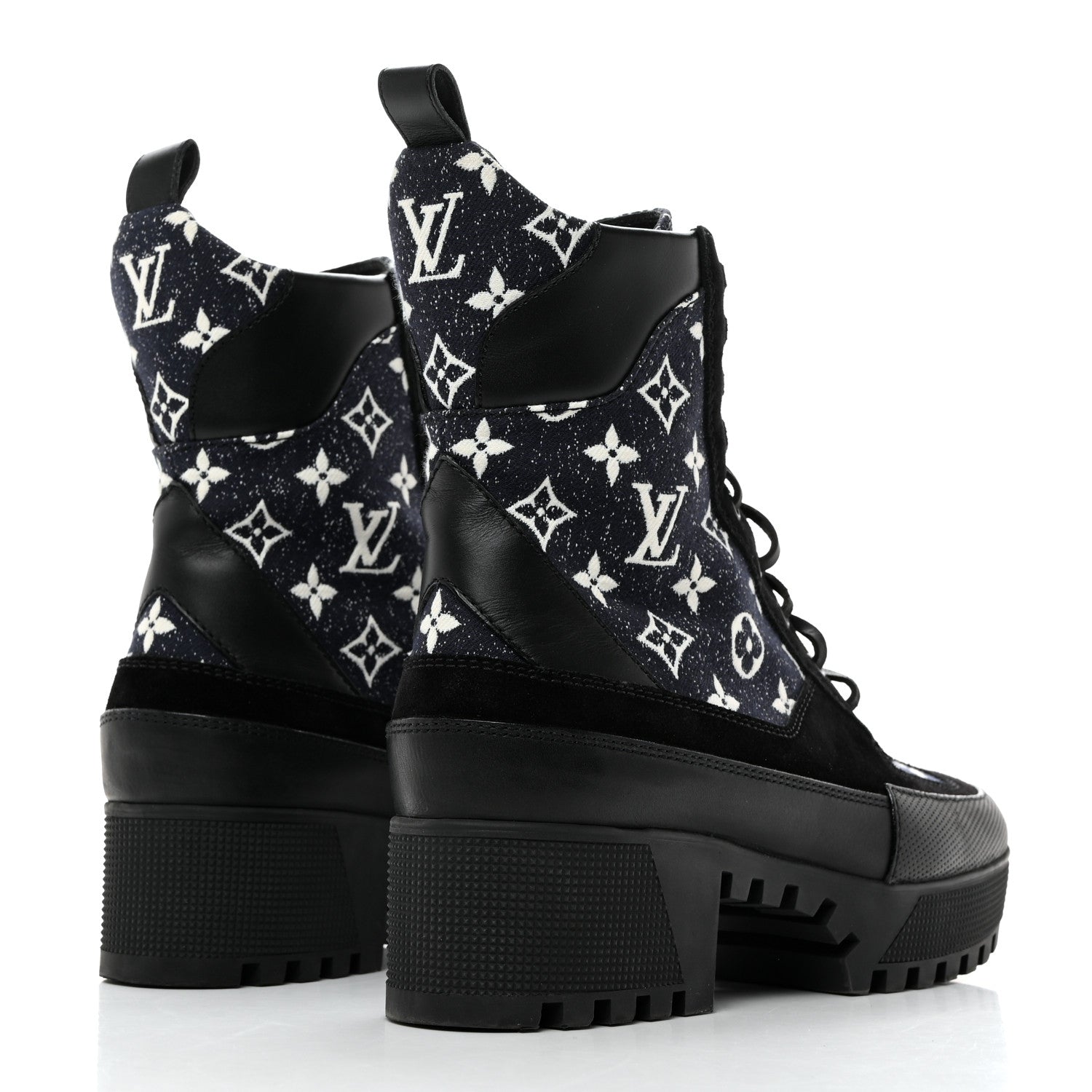 Louis Vuitton LOUIS VUITTON Calfskin Monogram Denim Laureate Platform Desert Boots 41 Grey 4 of 8