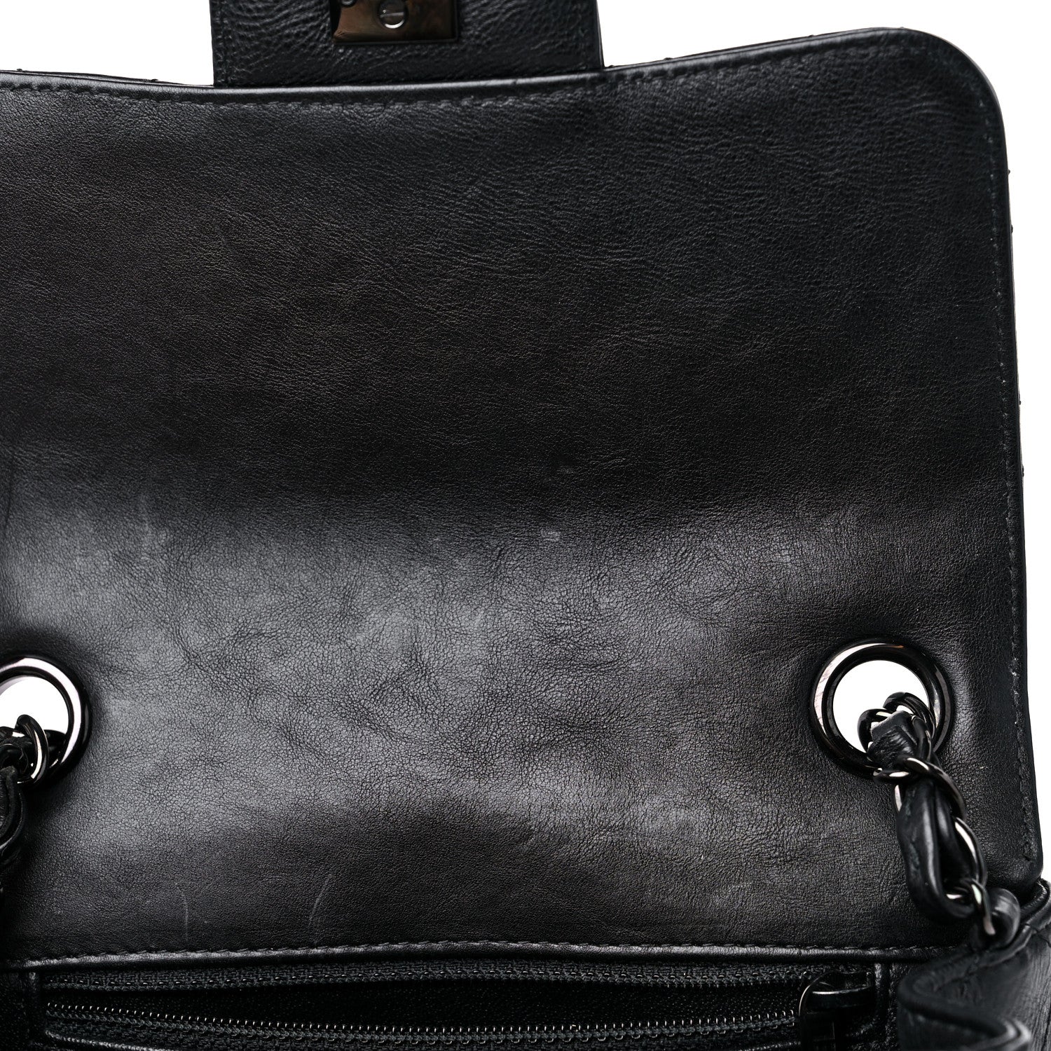 Chanel Crumpled Calfskin Quilted Mini Square Flap So Black 9 of 11