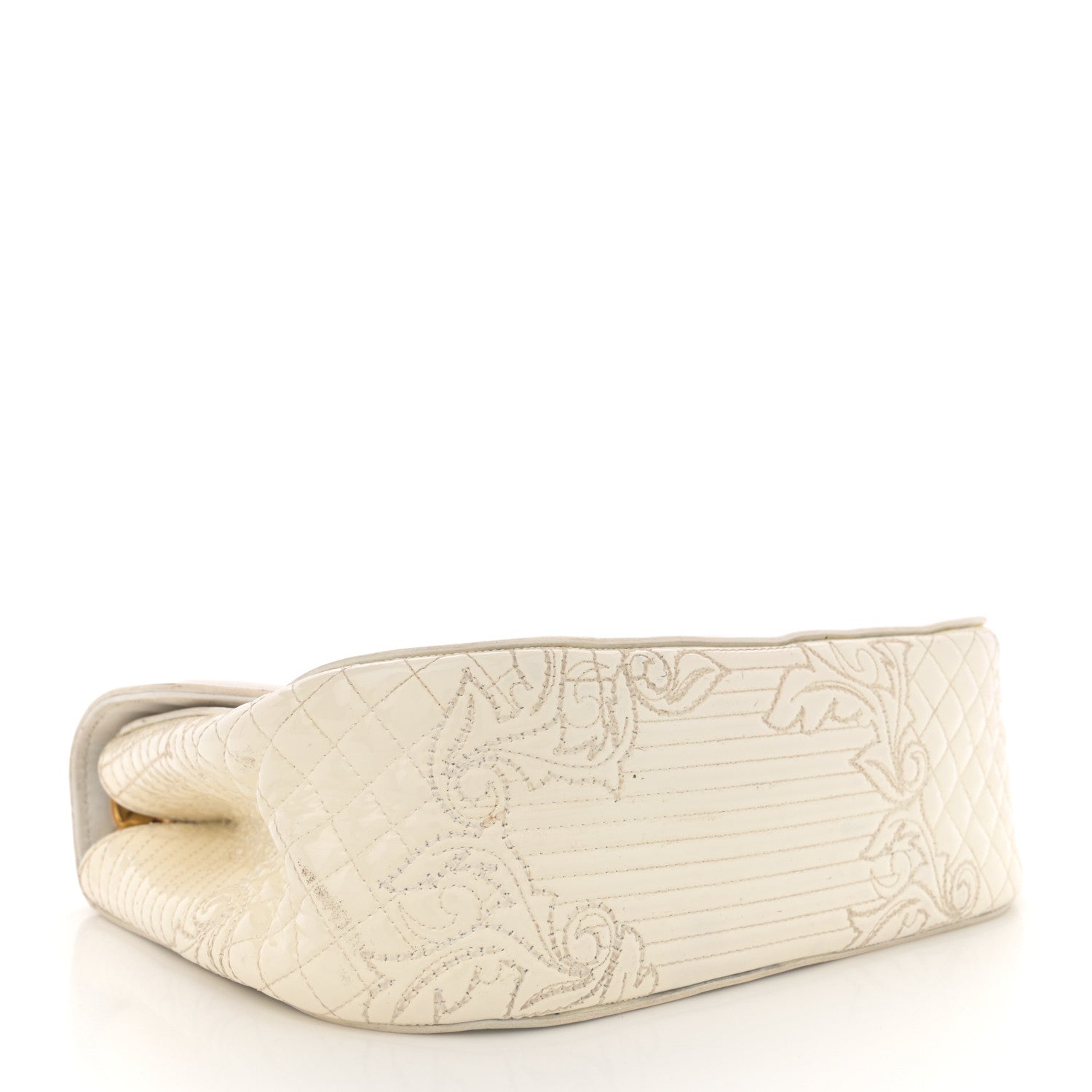 Versace Patent Quilted Medusa Chain Shoulder Bag White 4 of 17