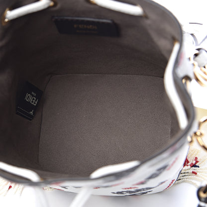 Fendi X FILA Calfskin F is Fendi Mania Fringe Mini Mon Tresor Bucket Bag White 6 of 16