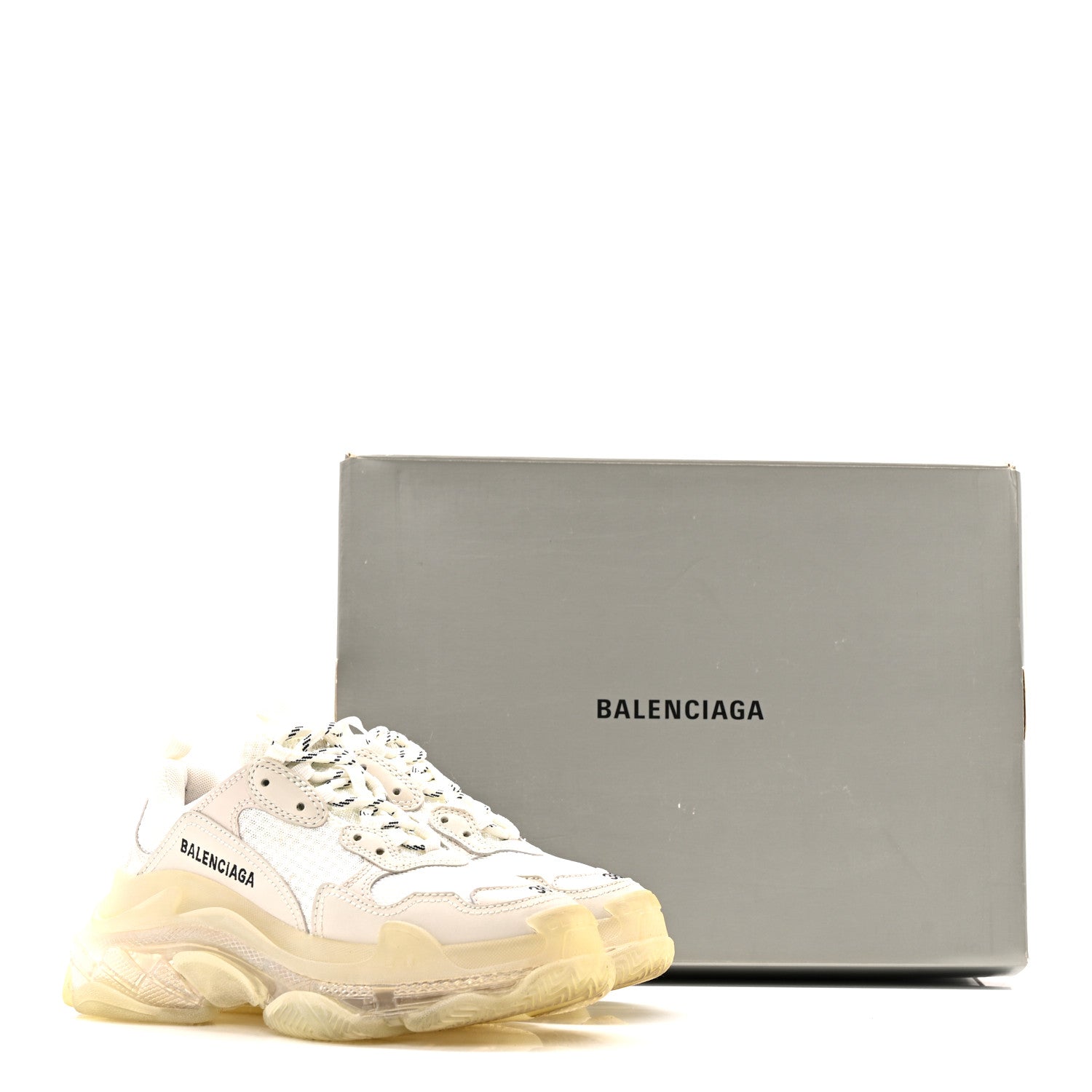 Balenciaga Fabric Mesh Clear Sole Womens Triple S Sneakers 36 Honeycomb White 12 of 12