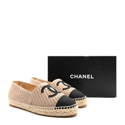 Chanel Tweed Grosgrain CC Espadrilles 39 Beige Black 12 of 12