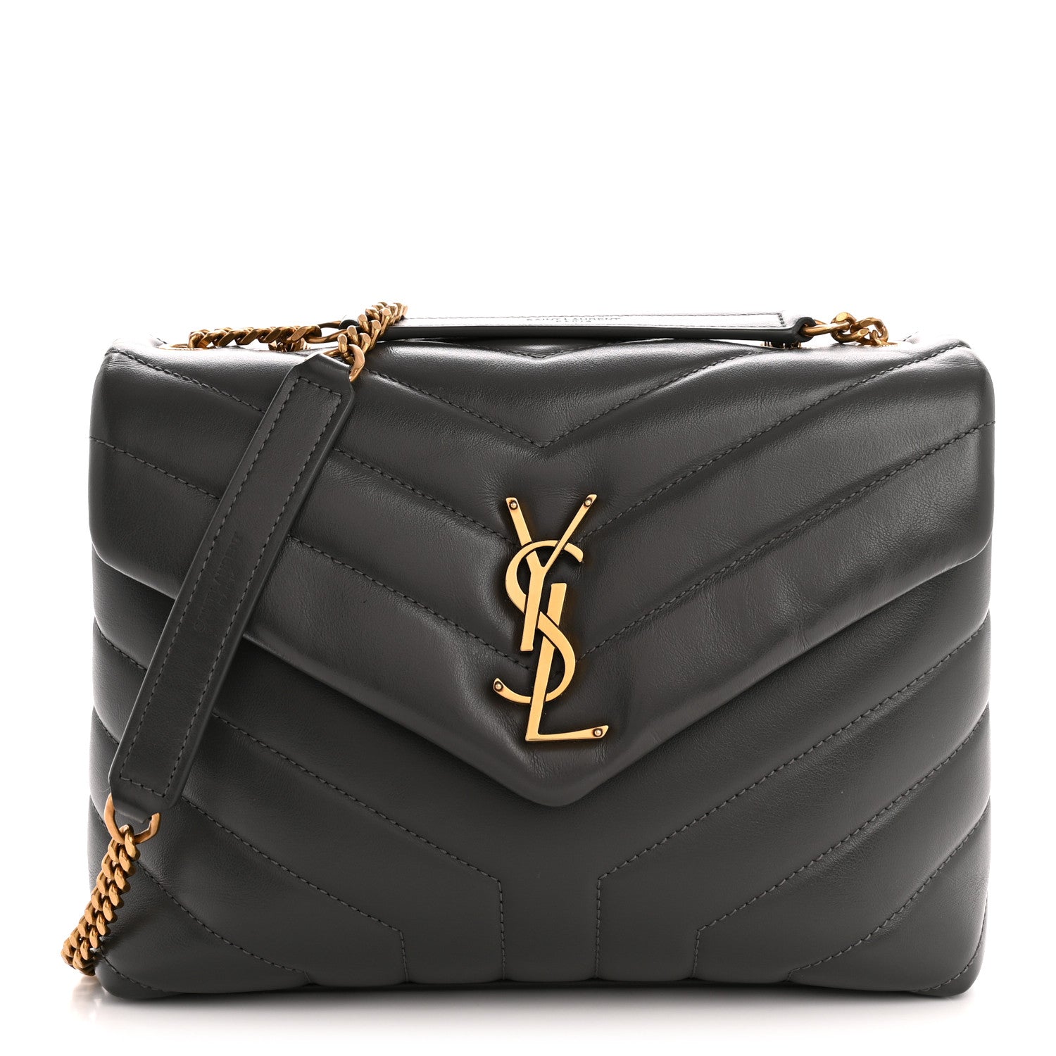 Saint Laurent Calfskin Y Quilted Monogram Small Loulou Chain Satchel Storm 1 of 11